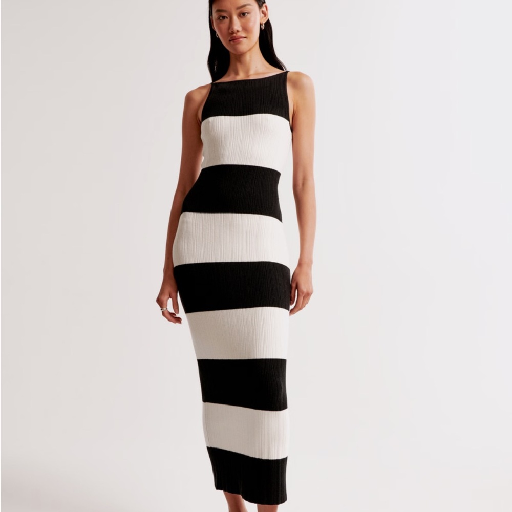 Abercrombie & Fitch Black and White Midi Dress